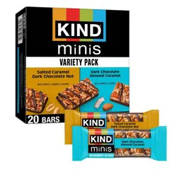 KIND Minis Salted Caramel Dark Chocolate + Dark Chocolate Almond Coconut - 14.1oz/ 20ct