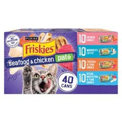 Purina Friskies Paté Tuna, Salmon, Fish & Chicken Favorites Wet Cat Food - 5.5oz/40ct Variety Pack