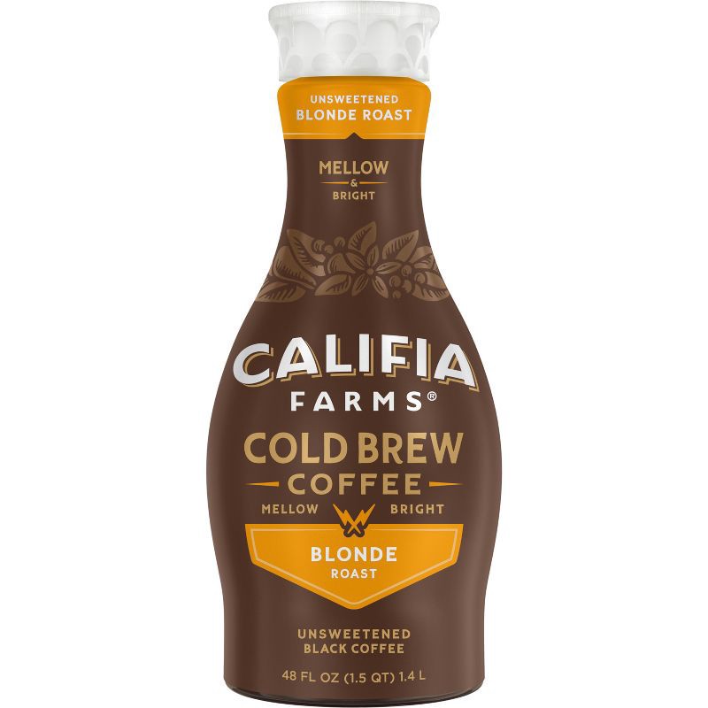 slide 1 of 9, Califia Farms Pure Black Blonde Roast Cold Brew Coffee - 48 fl oz, 48 fl oz