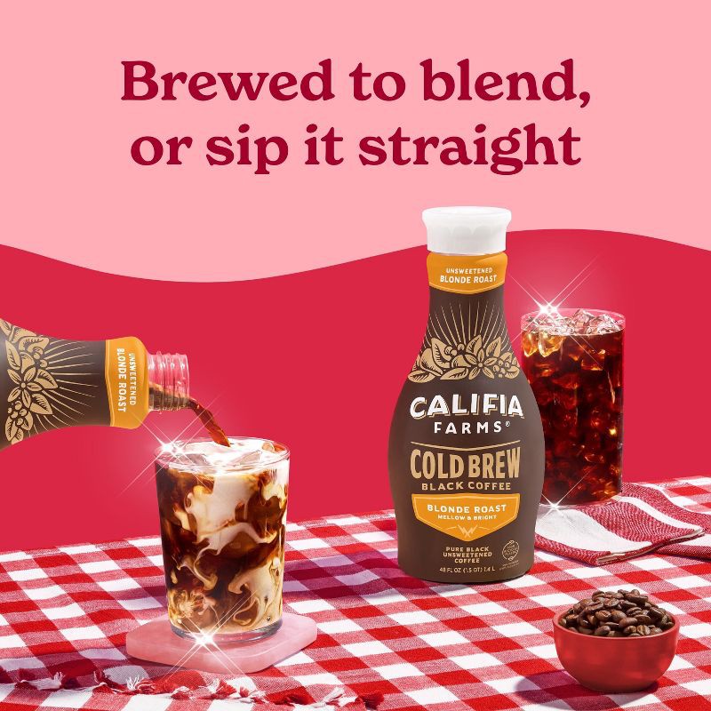 slide 5 of 9, Califia Farms Pure Black Blonde Roast Cold Brew Coffee - 48 fl oz, 48 fl oz