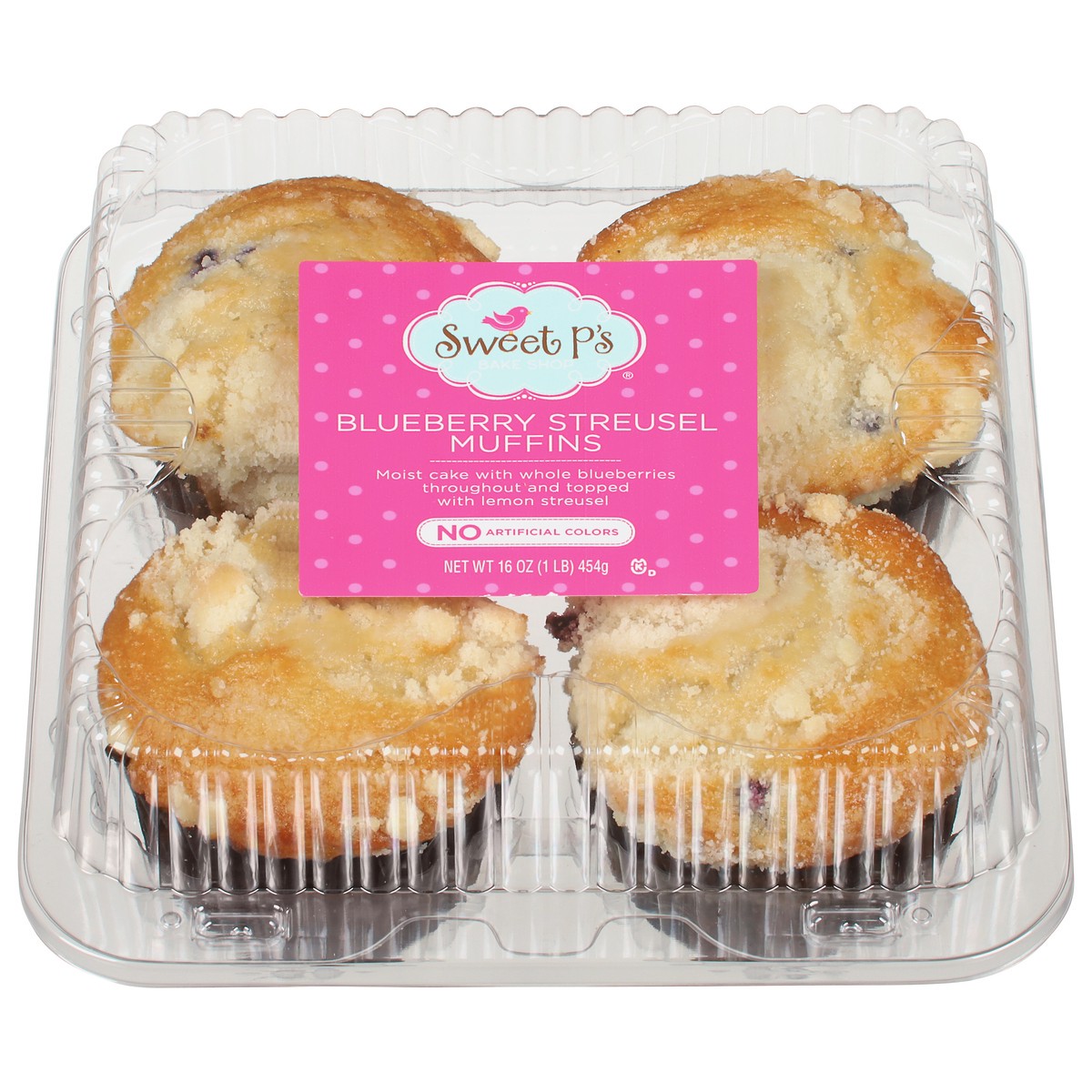 slide 1 of 1, Sweet P's Bake Shop Blueberry Streusel Muffins 16 oz, 16 oz