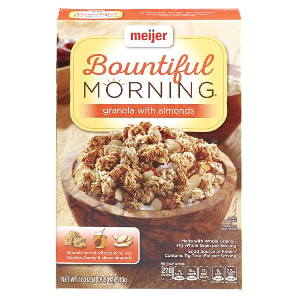 slide 1 of 1, Meijer Bountiful Morning Granola With Almonds, 18 oz