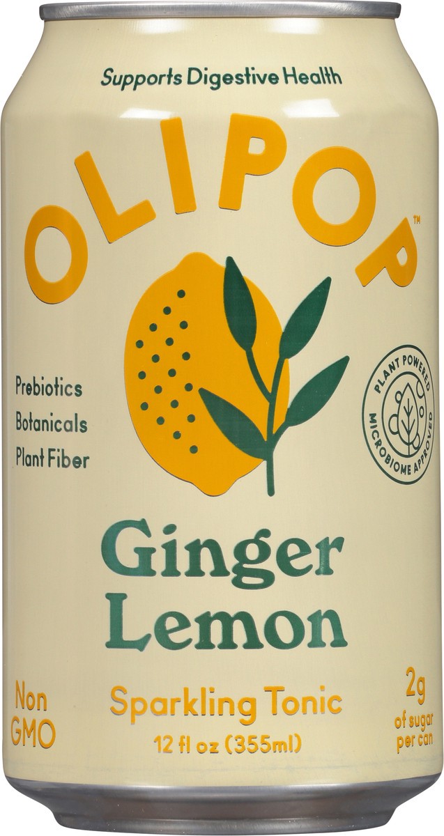 slide 8 of 9, Olipop Ginger Lemon Sparkling Tonic - 12 fl oz, 1 ct