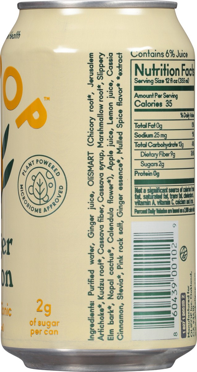 slide 9 of 9, Olipop Ginger Lemon Sparkling Tonic - 12 fl oz, 1 ct