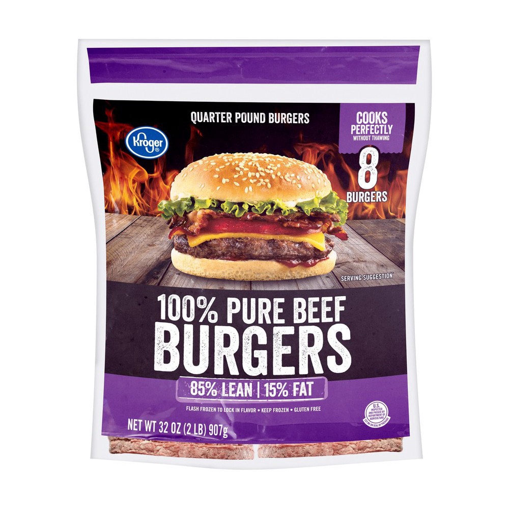slide 1 of 1, Kroger Ground Beef Patties 85% Lean 15% Fat, 2 lb