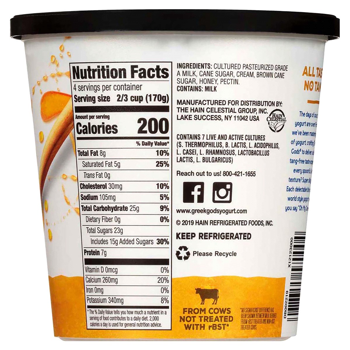 slide 2 of 2, The Greek Gods Honey Greek Style Yogurt 24 oz. Tub, 24 oz