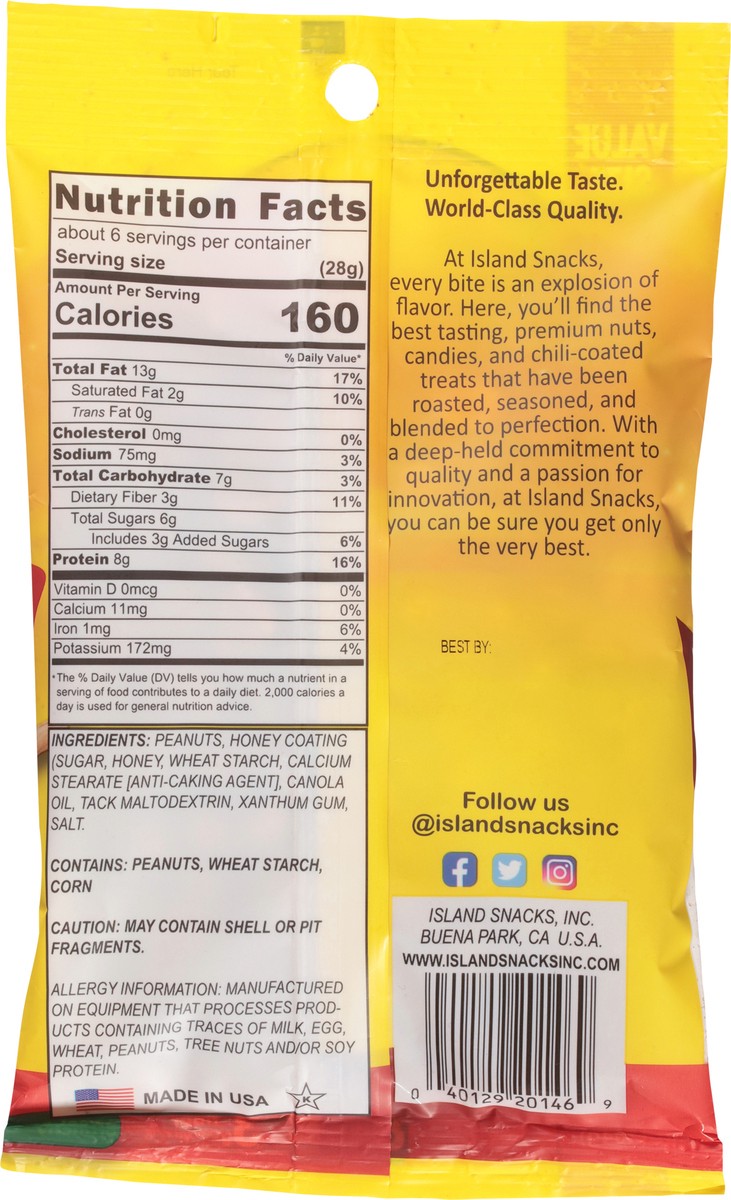 slide 4 of 13, Island Snacks Honey Peanuts Value Size 6.5 oz, 6.5 oz