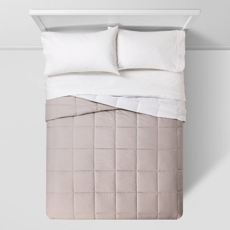 slide 6 of 6, Twin/Extra Long Twin Reversible Microfiber Solid Comforter White/Light Gray - Room Essentials, 1 ct