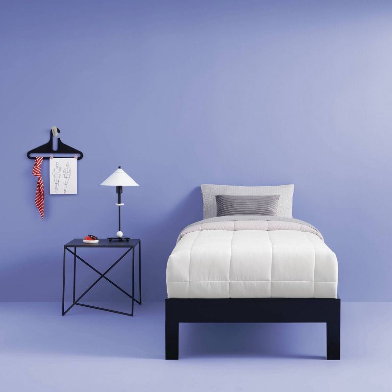 slide 5 of 6, Twin/Extra Long Twin Reversible Microfiber Solid Comforter White/Light Gray - Room Essentials, 1 ct