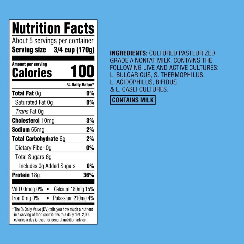 slide 5 of 5, Greek Plain Nonfat Yogurt - 18g Protein 32oz - Good & Gather™, 18 gram, 32 oz