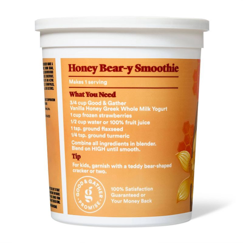 slide 3 of 5, Vanilla Honey Blended Greek Whole Milk Yogurt - 14g Protein 32oz - Good & Gather™, 14 gram, 32 oz
