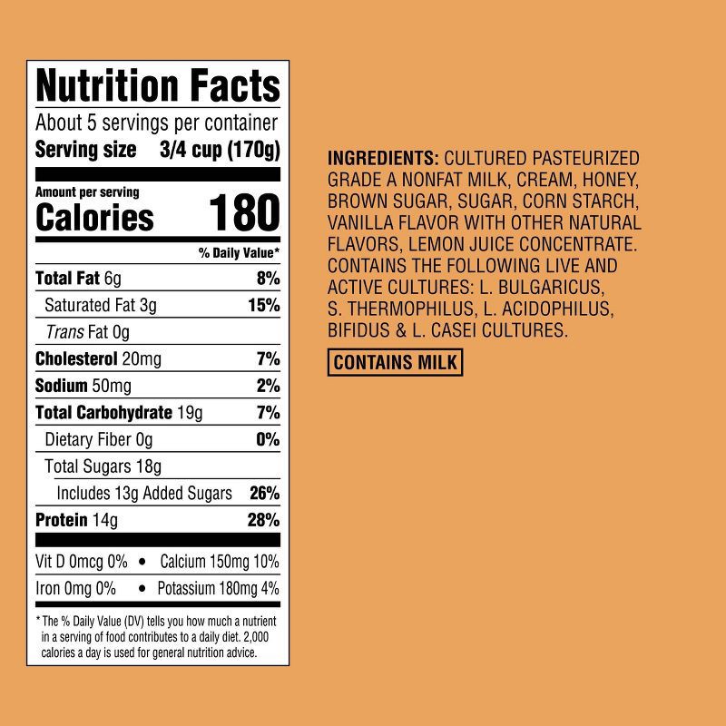slide 5 of 5, Vanilla Honey Blended Greek Whole Milk Yogurt - 14g Protein 32oz - Good & Gather™, 14 gram, 32 oz