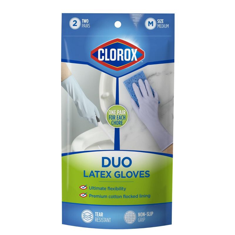 slide 1 of 5, Clorox Duo Latex Gloves - Medium - 4ct, 4 ct