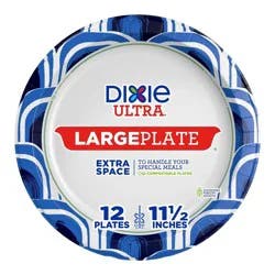 Dixie Ultra Large 11.5" Paper Plates - 12ct: Microwave-Safe, Round Disposable Dinnerware, Cut & Leak-Resistant