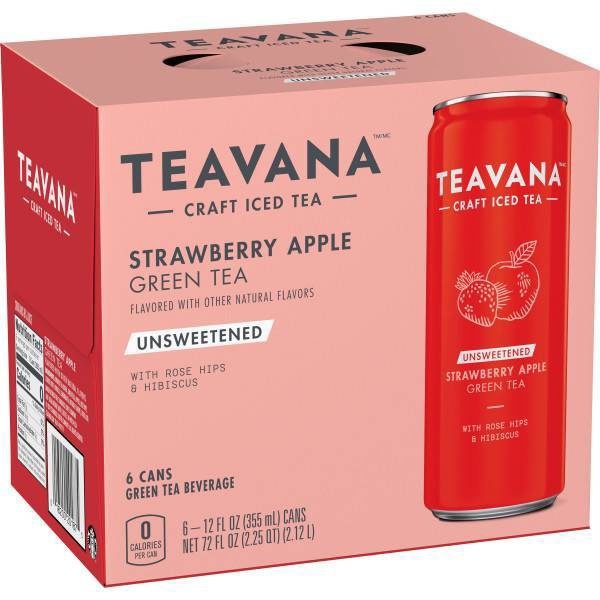 slide 1 of 1, Teavana Unsweetened Strawberry Apple Green Tea, 6 ct, 12 fl oz