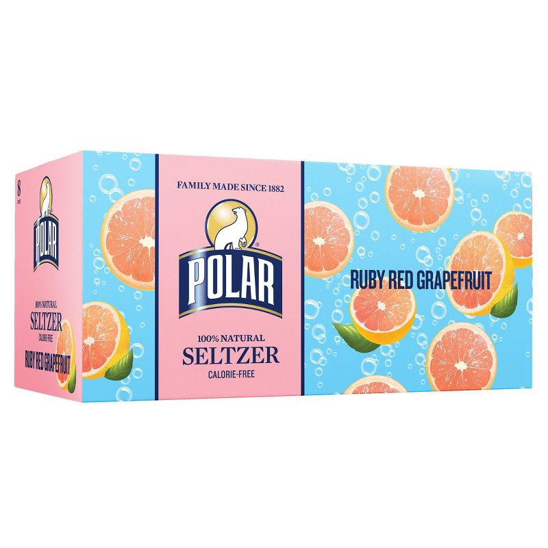 slide 1 of 3, Polar Beverages Polar Ruby Red Grapefruit Seltzer Water - 8pk/12 fl oz Cans, 8 ct; 12 fl oz