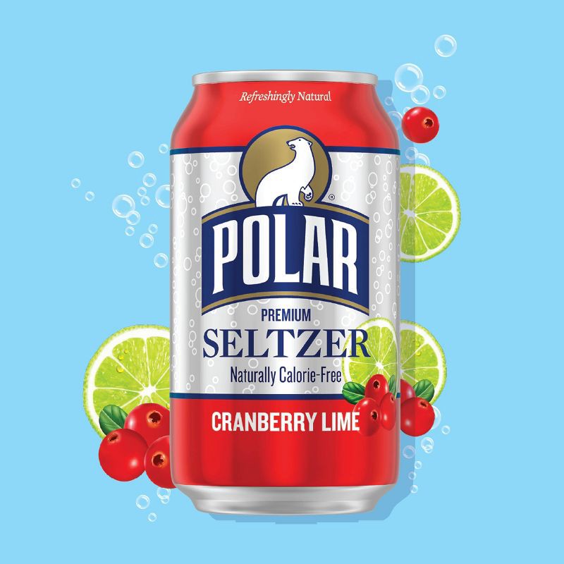 slide 2 of 7, Polar Beverages Polar Cranberry Lime Seltzer Water - 8pk/12 fl oz Cans, 8 ct; 12 fl oz