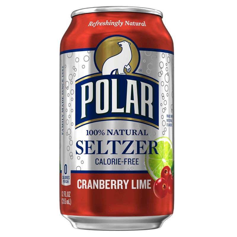 slide 2 of 3, Polar Beverages Polar Cranberry Lime Seltzer Water - 8pk/12 fl oz Cans, 8 ct; 12 fl oz