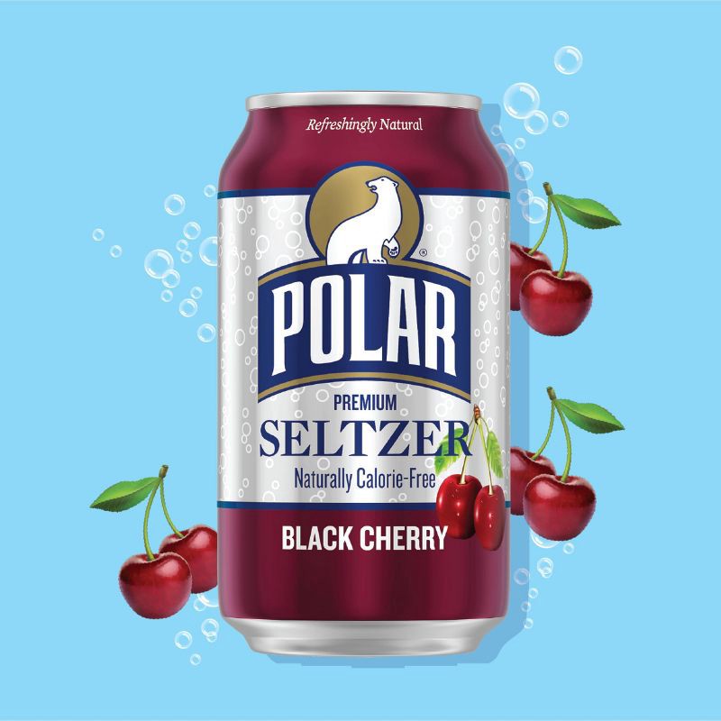 slide 2 of 7, Polar Beverages Polar Black Cherry Seltzer Water - 8pk/12 fl oz Cans, 8 ct; 12 fl oz