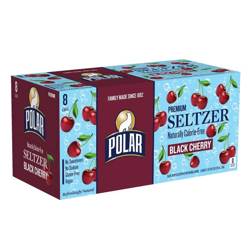slide 6 of 7, Polar Beverages Polar Black Cherry Seltzer Water - 8pk/12 fl oz Cans, 8 ct; 12 fl oz