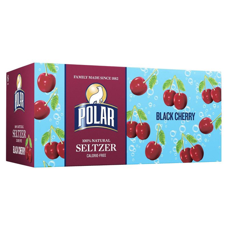 slide 1 of 3, Polar Beverages Polar Black Cherry Seltzer Water - 8pk/12 fl oz Cans, 8 ct; 12 fl oz