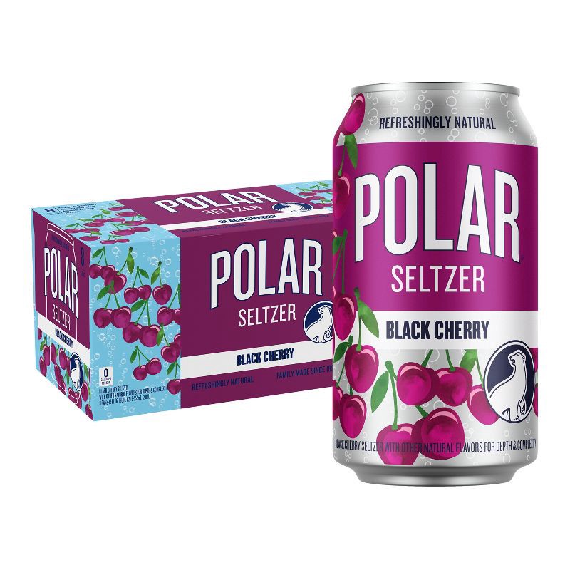 slide 1 of 6, Polar Beverages Polar Black Cherry Seltzer Water - 8pk/12 fl oz Cans, 8 ct; 12 fl oz