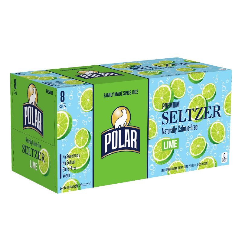 slide 6 of 7, Polar Beverages Polar Lime Seltzer Water - 8pk/12 fl oz Cans, 8 ct; 12 fl oz