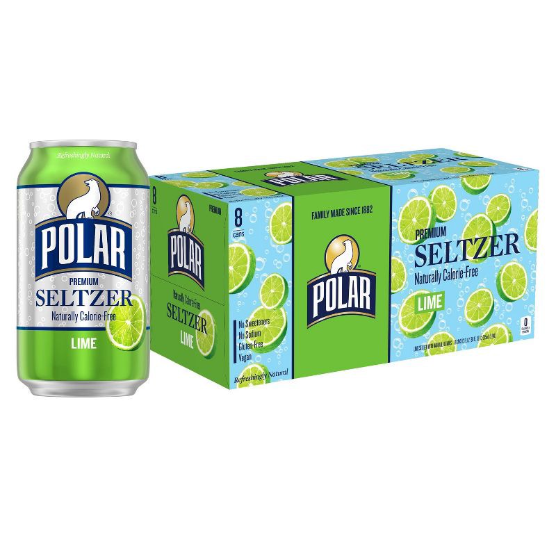slide 1 of 7, Polar Beverages Polar Lime Seltzer Water - 8pk/12 fl oz Cans, 8 ct; 12 fl oz
