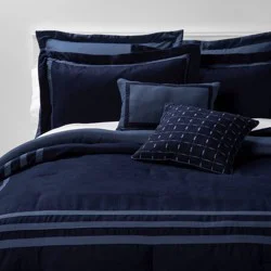 8pc King Applique Border Comforter Set Navy/Blue - Threshold™