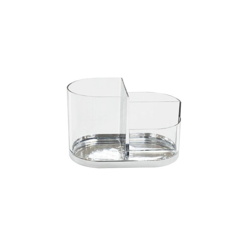 slide 3 of 5, Accent Vanity Organizer Silver - Threshold™: Plastic Cosmetic Storage, Brush & Skincare Holder, Spot Clean, 1 ct