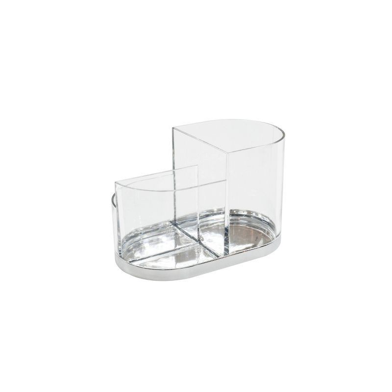 slide 4 of 5, Accent Vanity Organizer Silver - Threshold™: Plastic Cosmetic Storage, Brush & Skincare Holder, Spot Clean, 1 ct