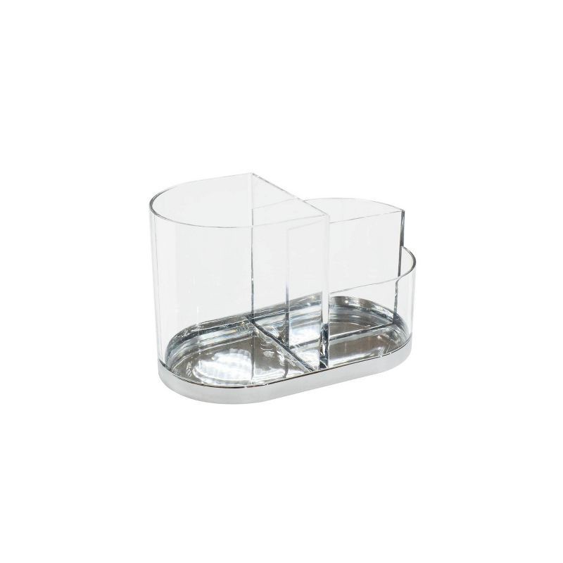 slide 5 of 5, Accent Vanity Organizer Silver - Threshold™: Plastic Cosmetic Storage, Brush & Skincare Holder, Spot Clean, 1 ct