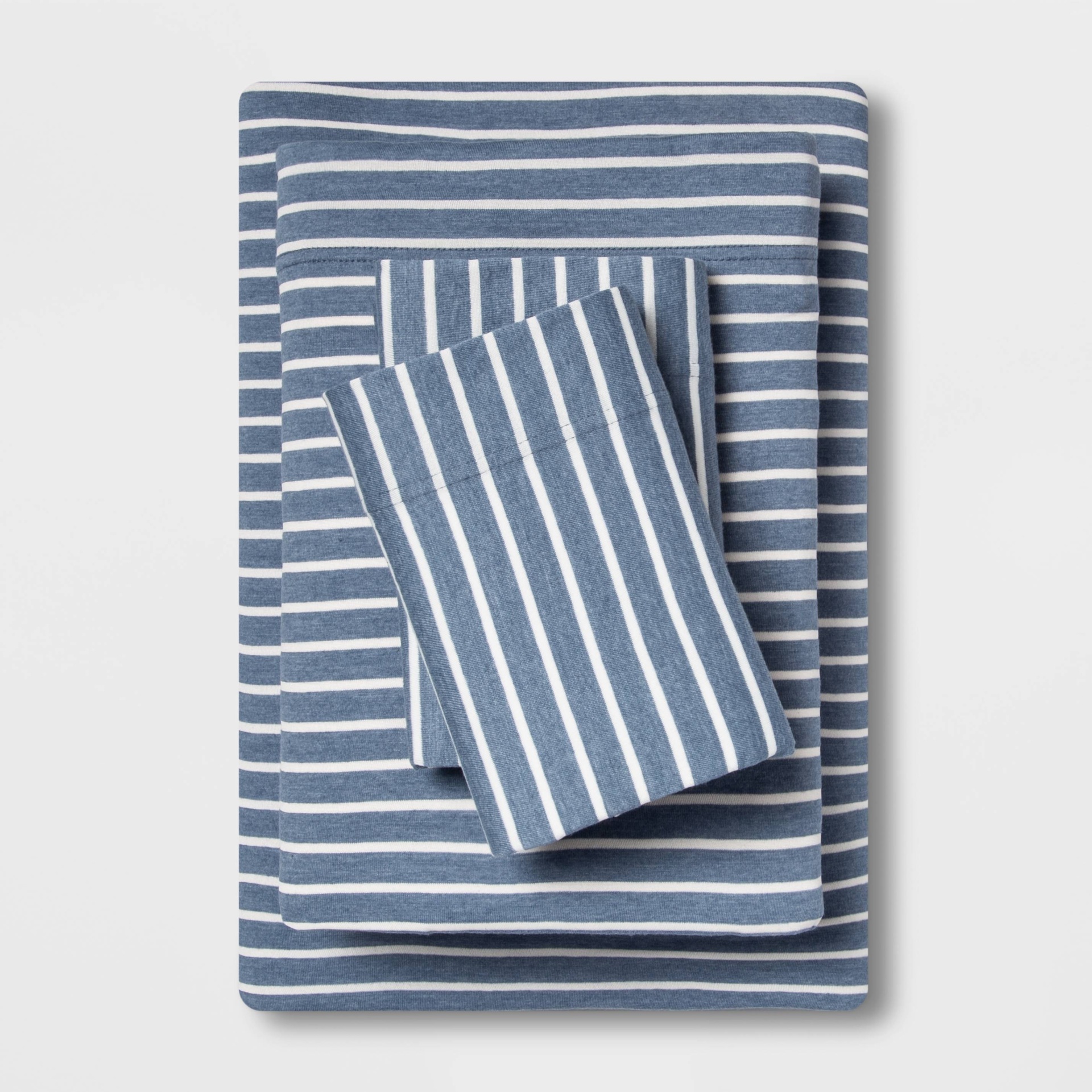 slide 1 of 1, Full Printed Jersey Sheet Set Blue Stripe - Room Essentials, 4 ct