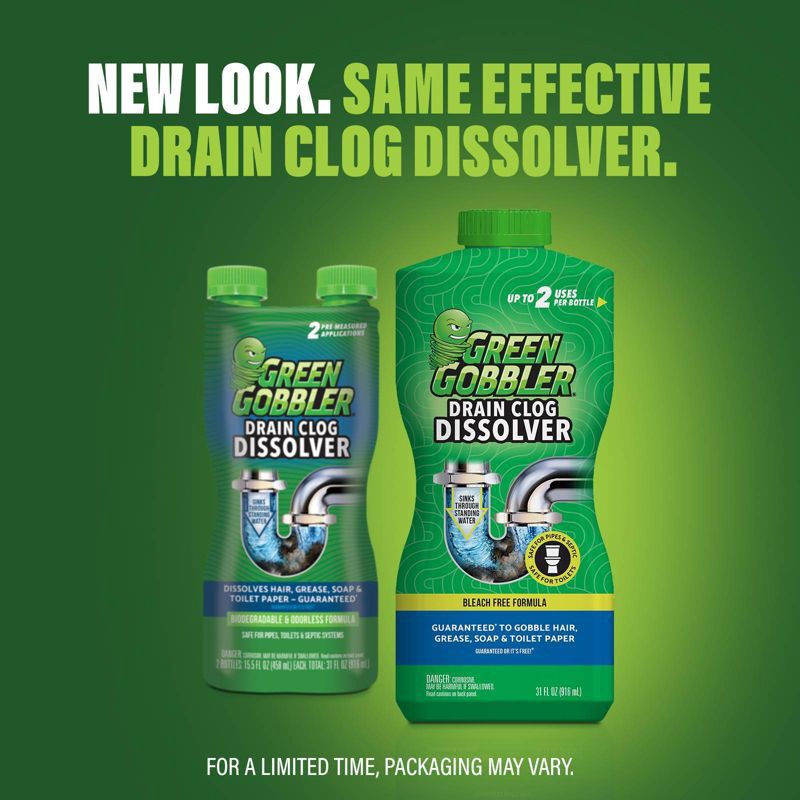 slide 4 of 10, Green Gobbler Drain Clog Dissolver - 31 fl oz, 31 fl oz