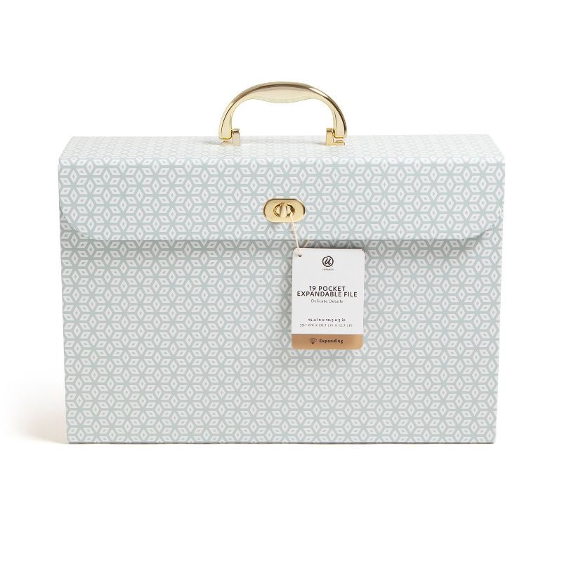 slide 5 of 7, U Brands 19 Pocket Expanding File Folder Powder Blue: Accordion File Organizer, 1400 Sheet Capacity, 15.5" x 10.6", 1400 sheets