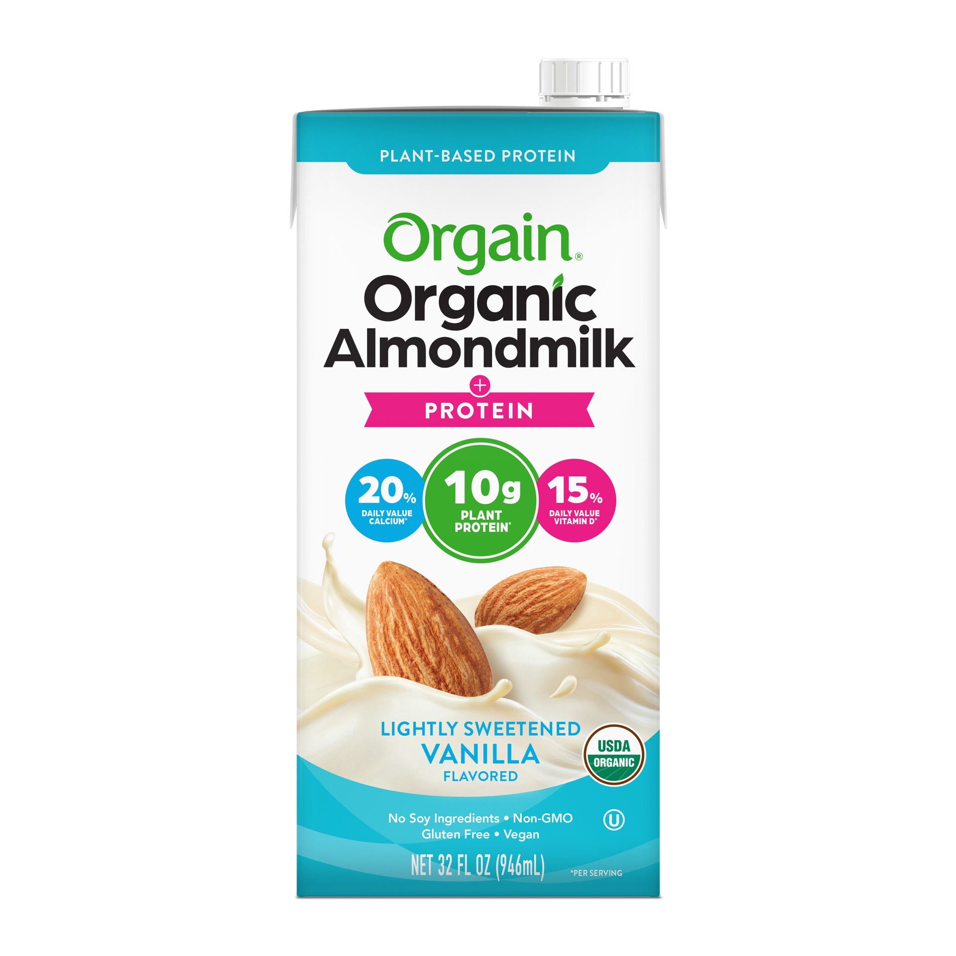 slide 1 of 1, Orgain Organic 10g Plant Based Protein Almondmilk, Lightly Sweetened Vanilla 32oz, 1ct, 32 oz