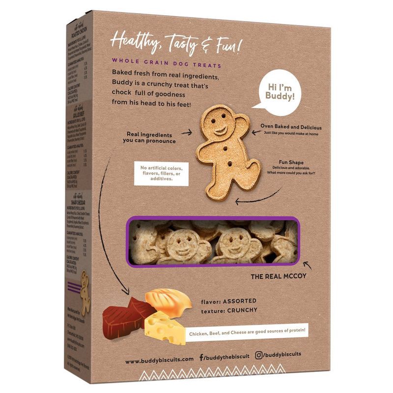 slide 2 of 9, Buddy Biscuits Crunchy Assorted Flavors with Beef, Chicken and Cheese Biscuit Dog Treats - 16oz, 16 oz
