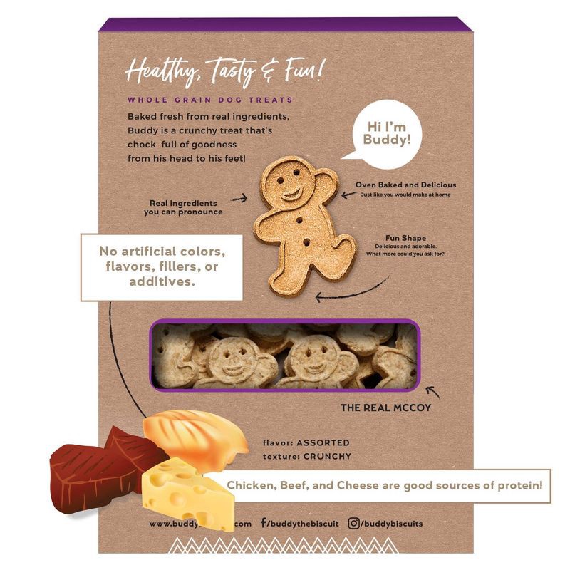 slide 2 of 5, Buddy Biscuits Crunchy Assorted Flavors with Beef, Chicken and Cheese Biscuit Dog Treats - 16oz, 16 oz