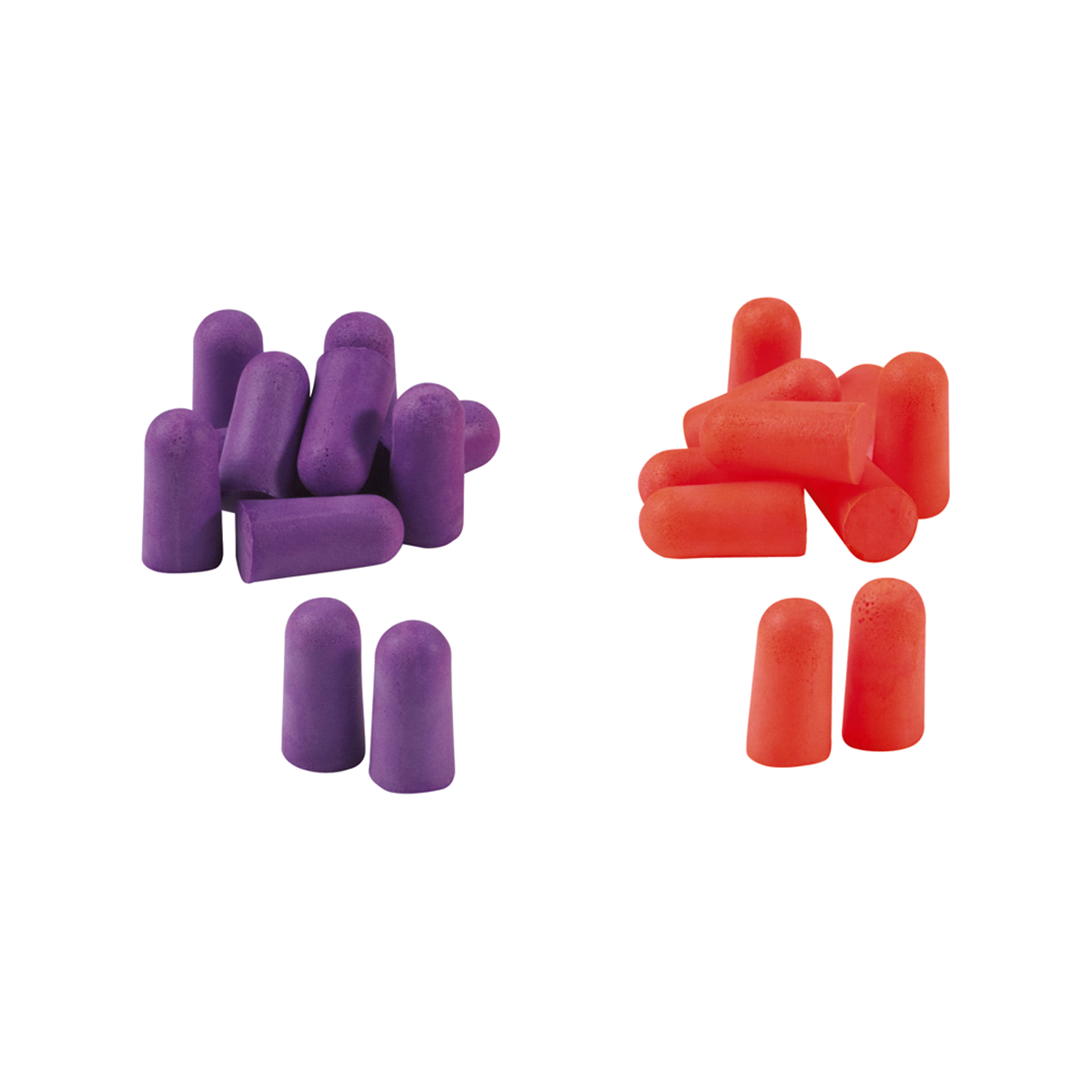 slide 2 of 2, 3M Disposable Earplugs, Orange and Purple, 80 ct