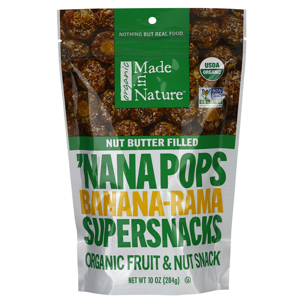slide 1 of 1, Made in Nature Organic'Nana Pops Nut Butter Filled Supersnacks, 10 oz