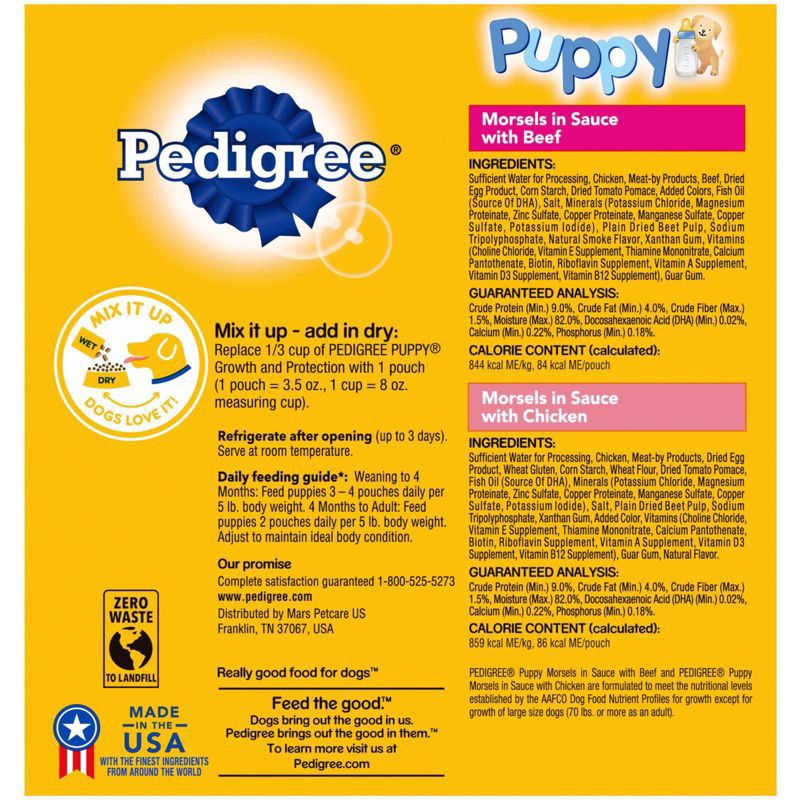 slide 2 of 4, Pedigree Soft Chicken, Beef Puppy Wet Dog Food - 1.76lbs/8ct, 1.76 lb, 8 ct