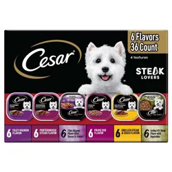 Cesar Classic Loaf in Sauce Potato, Steak, Vegetable, Beef, Egg and Bacon Flavor Variety Pack Small Breed Wet Dog Food - 3.5oz/36ct
