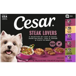 Cesar Classic Loaf in Sauce Potato, Steak, Vegetable, Beef, Egg and Bacon Flavor Variety Pack Small Breed Wet Dog Food - 3.5oz/36ct