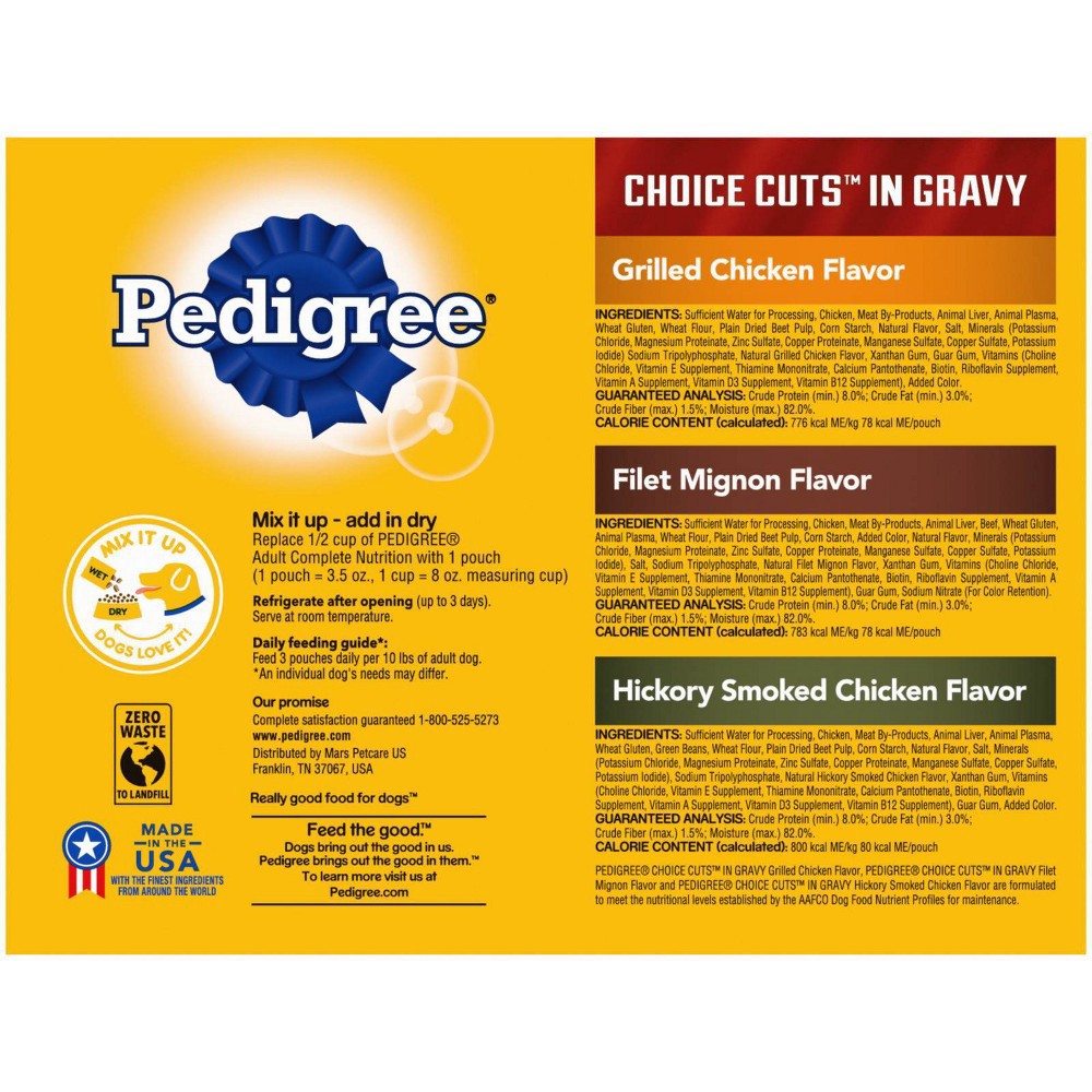 slide 2 of 4, Pedigree Choice Cuts In Gravy Grill Inspired Classics Adult Soft Wet Dog Food 18-Count Variety Pack, 3.5 oz