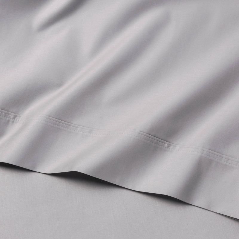 slide 3 of 4, Queen 6pc 800 Thread Count Solid Sheet Set Light Gray - Threshold™: Cotton Sateen, OEKO-TEX Certified, Deep Pocket, 6 ct