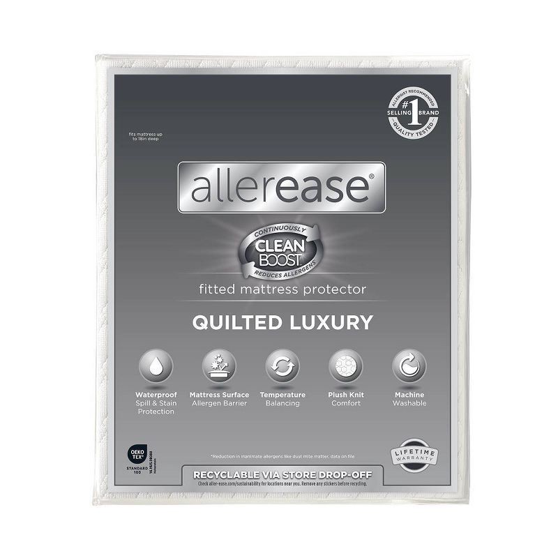 slide 1 of 8, Allerease Twin Perfect Protection Quilted Luxury Waterproof Machine Washable Fitted Mattress Protector, 1 ct