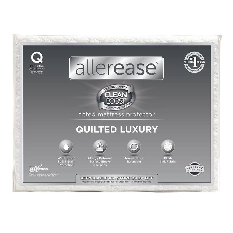 slide 1 of 8, Allerease King Perfect Protection Quilted Luxury Waterproof Machine Washable Fitted Mattress Protector: Hypoallergenic, OEKO-TEX Certified, 1 ct