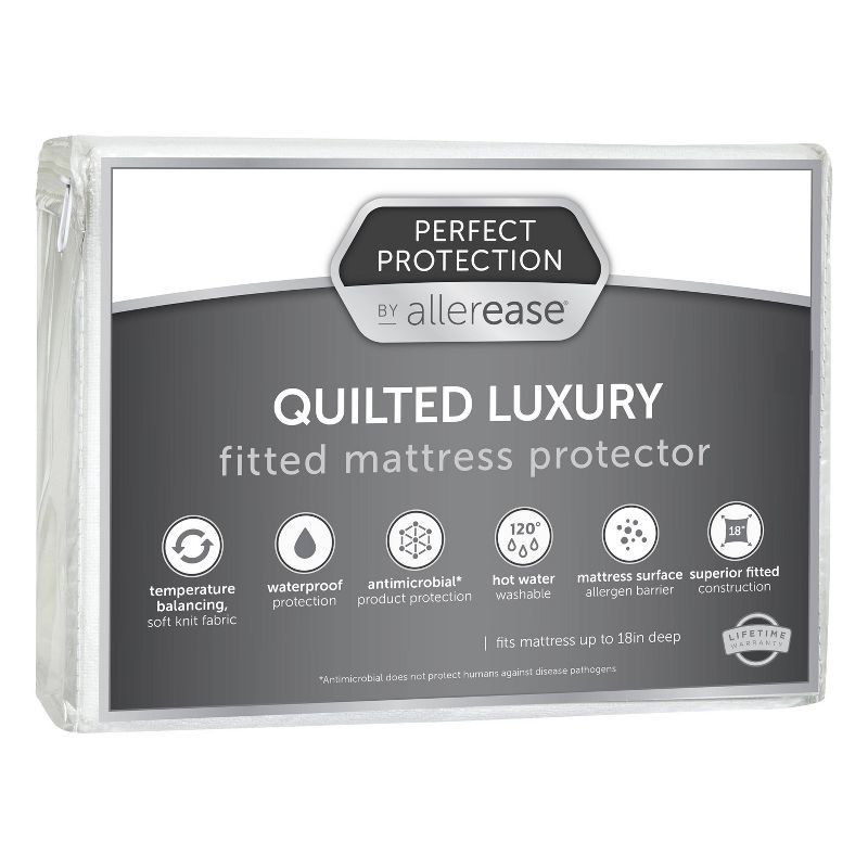 slide 1 of 6, Allerease King Perfect Protection Quilted Luxury Waterproof Machine Washable Fitted Mattress Protector: Hypoallergenic, OEKO-TEX Certified, 1 ct