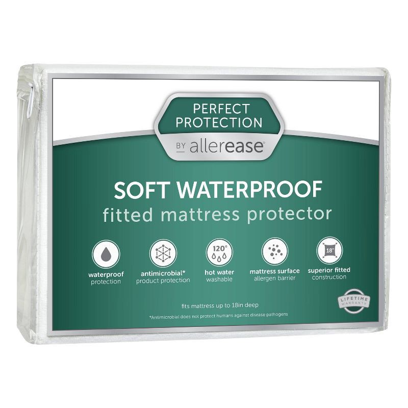 slide 1 of 5, Allerease Twin Perfect Protection Soft Waterproof Machine Washable Fitted Mattress Protector: Hypoallergenic, OEKO-TEX Certified, 1 ct