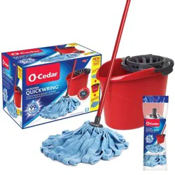 O-Cedar Microfiber Cloth Mop & QuickWring Bucket System with 1 Extra Mop Head Replacement